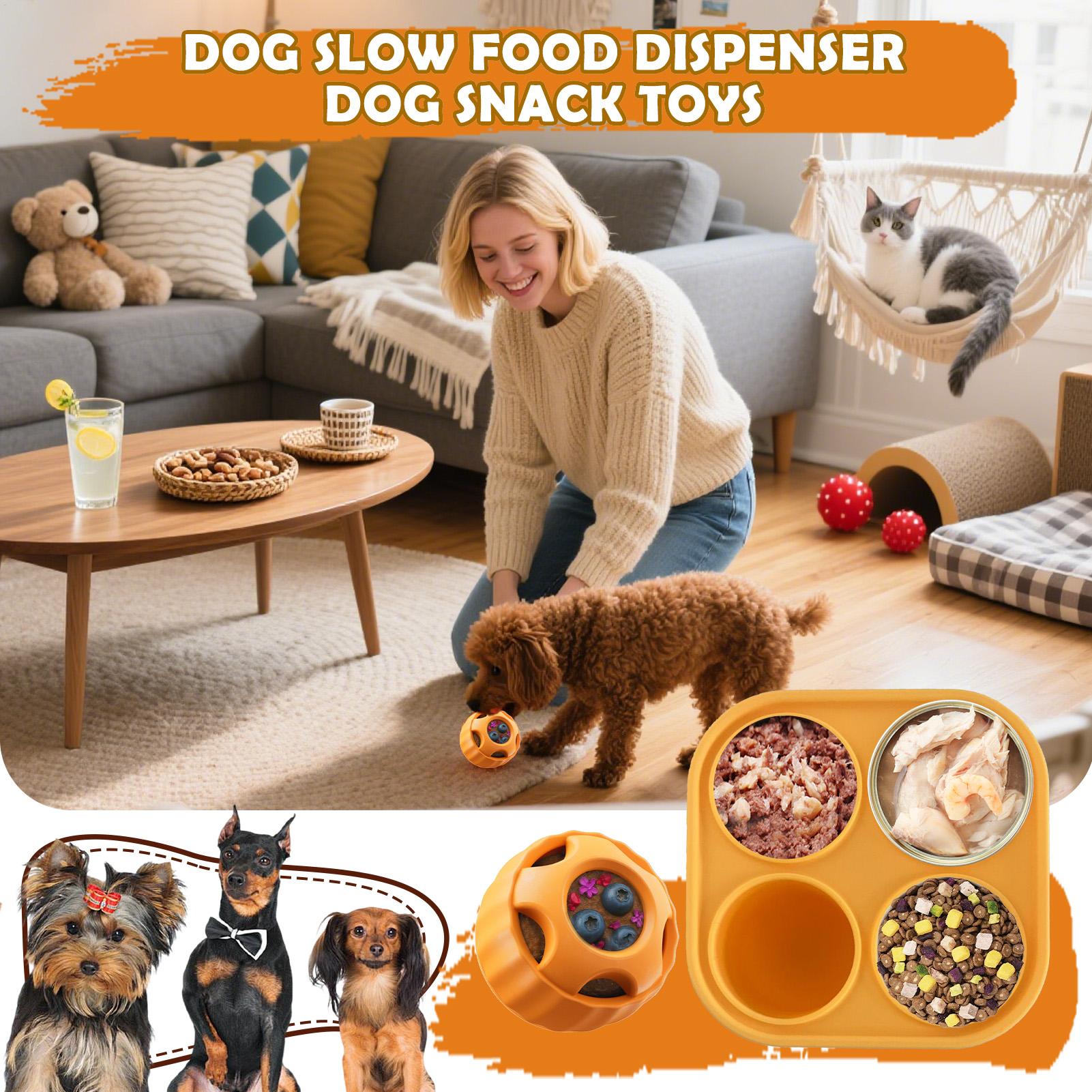 Dog Puzzle Feeder Toy - ของเล่นสุนัขแบบมีช่องใส่ขนม ของเล่นสุนัขแบบมีช่องใส่ขนม เกมปริศนา ของเล่นสัตว์เลี้ยงแบบให้อาหารช้า ลูกบอลสำหรับสุนัขพันธุ์ใหญ่ ลูกสุนัข
