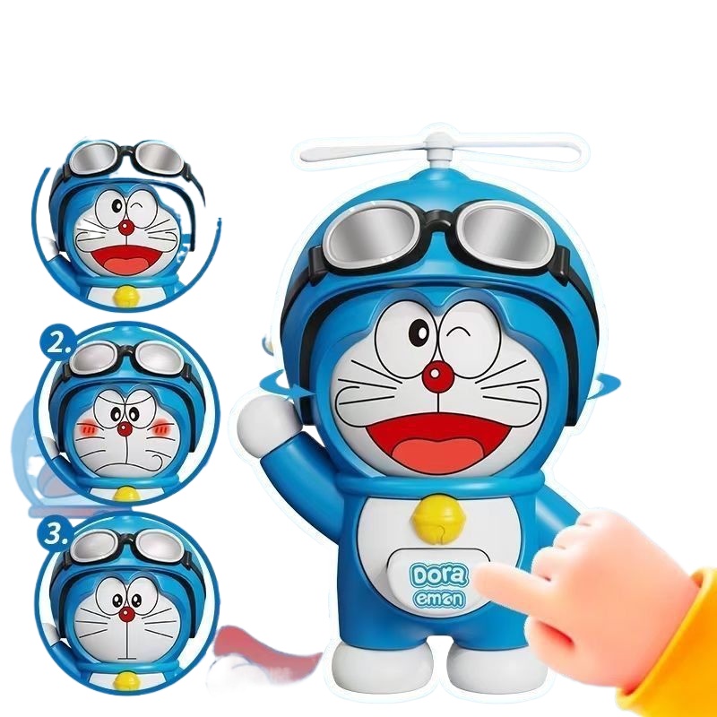 Cat Toys - ตุ๊กตาโดราเอมอนเปลี่ยนหน้าได้ ของเล่นฟิกเกอร์กดแล้วเปลี่ยนรูป แมวอ้วนสีฟ้า ของสะสมสำหรับเด็ก
